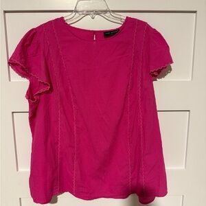Lane Bryant Fuchsia Lace Accent Blouse